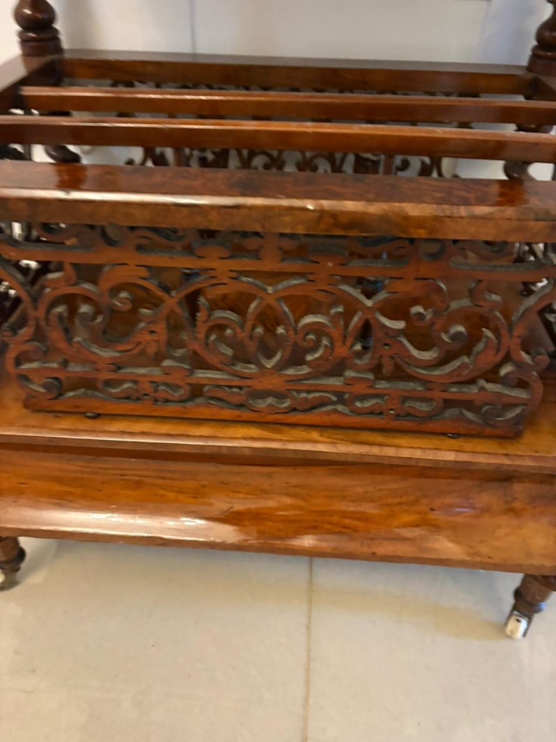Antique Victorian Burr Walnut Canterbury Magazine Rack / Occasional Table - Image 12